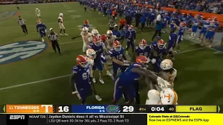 Tennessee vs Florida heated moment after late hit at end of game