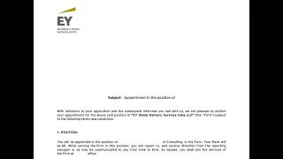 EY GDS Offer Letter and other benefits and perks