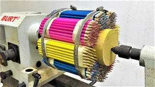 Outstanding Color Combination Between Pencil And EPOXY Plastic Creates Masterpieces On A Wood Lathe