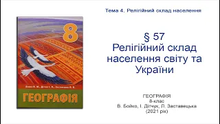 Географія 8 клас Бойко §57 Релігійний склад населення світу та України