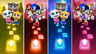 Talking Angela Team VS Sonic Team -Tiles hop EDM Rush || New Tiles Hop Gaming Video,