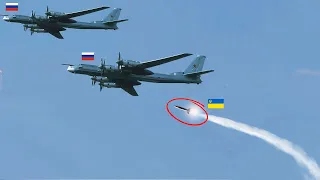 Scary moment! Two Russian TU-95 bombers It was hit in the middle of the plane by Ukrainian missile.