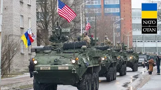 U.S. Troop Reinforcements Arrive Near Poland-Ukraine Border,Hundreds armored vehicles deployed