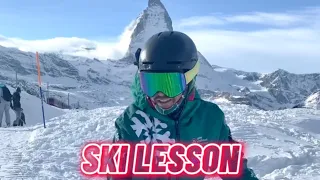 Ski lesson Zermatt December 2022 using cardo outdoor headsets on day 2