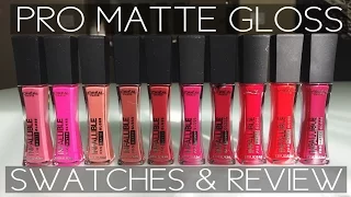 NEW DRUGSTORE MAKEUP - LOREAL PRO MATTE GLOSS SWATCH & REVIEW