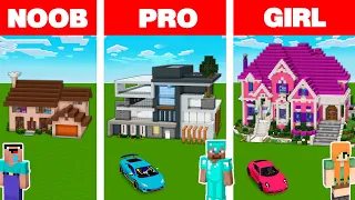 Minecraft NOOB vs PRO vs GIRL: MODERN GIRL HOUSE BUILD CHALLENGE in Minecraft Animation