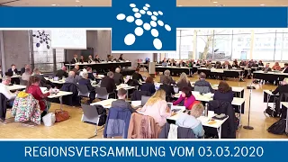 Die Regionsversammlung tagt - Sitzung vom 3. März 2020