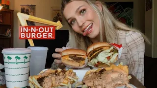 IN-N-OUT mukbang!! (animal style fries, double double, and shake)