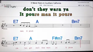 It never rains in southern California/Albert Hmmond💋노래방,가라오케,코드 큰 악보💖Karaoke, Sheet Music, Chord, MR