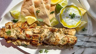 The JUICIEST Chicken Souvlaki with Tzatziki 🤤#shorts