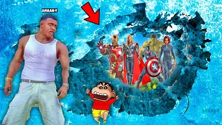 SHINCHAN AND FRANKLIN TRIED ICE RAMP RACE CHALLENGE With AVENGERS and SUPERHEROES in GTA 5 HINDI