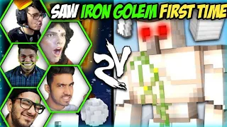 Gamers reaction when they saw Iron Golem First Time in Minecraft🔴Bbs,live insaan,Mythpat,technogamer