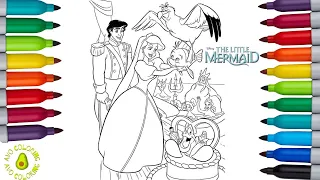 Disney Princess Ariel Coloring Book Page Compilation Prince Eric Sebastian Flounder King Triton