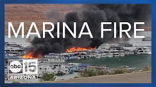 Houseboats catch fire at Lake Powell marina