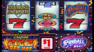 Jackpot! BOOM! 2x 3x 4x 5x Diamond Jackpots! Triple Red Hot 777 + Pinball Slot Play!