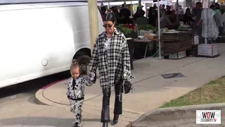 Kourtney Kardashian and daughter Penelope Disick shopping at the farmers market in Studio City