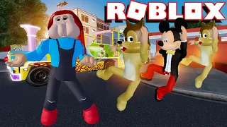 Fofão, Mickey Mouse, Tico e Teco no Trenzinho da Alegria + Historinha em Brookhaven Roblox