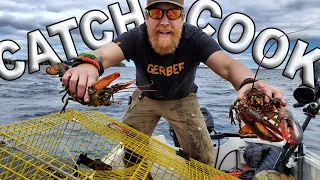 Catch And Cook Maine Lobster Day 3 of 8 Maine Wilderness Living Challenge /Catch And Cook Survival