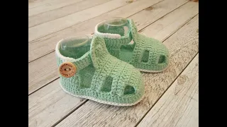 МК детские пинетки сандалики / baby booties crochet