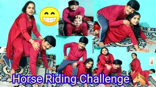 Horse Riding challenge 🏇🏻/Requested video/Couple Funny video🤣/Husband & Wife @Happy family diya saha