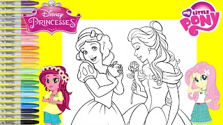 Disney Princess Makeover as My Little Pony Fluttershy and Gloriosa Daisy Coloring Book Pages