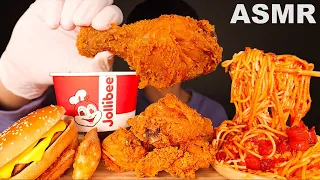 ASMR JOLLIBEE FRIED CHICKEN, CHEESEBURGER, SPAGHETTI, PIE (Eating Sound) | MAR ASMR