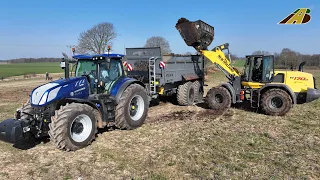 Mist streuen 2024 New Holland T7 Traktor & Annaburger Universalstreuer Landtechnik Landwirtschaft