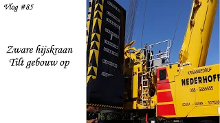 Hijskraan tilt woning op 150 ton aan contra gewicht  Nederhoff zware hijskraan #85