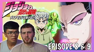 BEST PSYCHO GIRLFRIEND?? | ECHOS ACT 2 | JJBA Diamond Is Unbreakable Episode 8+9 REACTION!