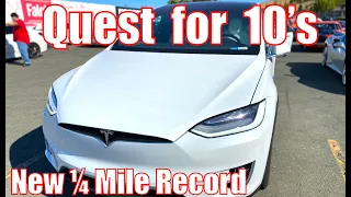 QUEST FOR 10s Tesla Model X 1/4 Mile Resets Record (Performance, Raven & Cheetah Stance)