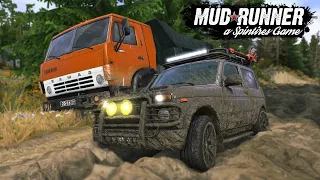 ЕДУ НА НИВЕ ВЫТАСКИВАТЬ БАТИН КАМАЗ ИЗ БОЛОТА! - SPINTIRES: MUDRUNNER