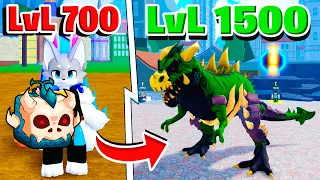 UPEI DO 700 AO 1500 NO BLOX FRUIT SENDO UM DINOSSAURO - ROBLOX O FILME