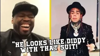 50 Cent Turns On 6IX9INE For Wearing A Sparkling Suit Like Diddy!