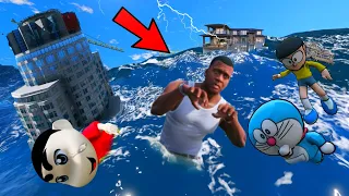 GTA 5 : Franklin And Shinchan Survive & Fight Tsunami In GTA 5 Telugu