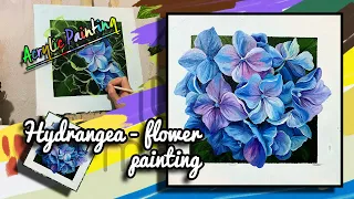 🎨 Painting with Minchi / Acrylic painting / アクリル画  / Hydrangea #1 - flower painting.