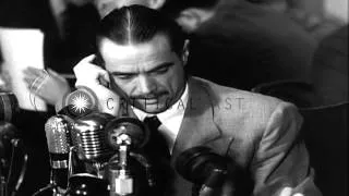 Howard Hughes testifies before a Senate Subcommittee investigating war contracts,...HD Stock Footage