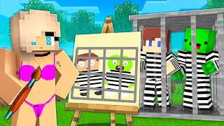 GIRL Pranked JJ and Mikey With a Drawing Mod in Minecraft - Maizen Challenge