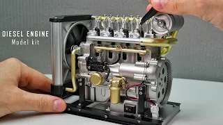 Building a 4-Cylinder Diesel Engine Model Kit - Mini 4-Cylinder Engine Assembly