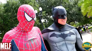 Spider-Man & Batman Team-Up!! Public Prank | Real Life Marvel DC Superhero Movie - MELF