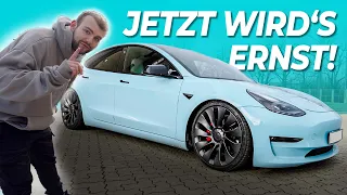 Jetzt wird's tiefer! KW Fahrwerk mit H&R Stabilisator für @Techniklike im Tesla Model 3!