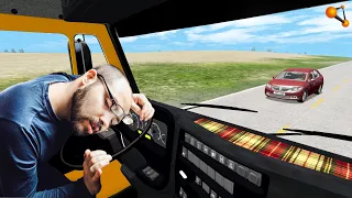 УСНУЛ ЗА РУЛЁМ! ДАЛЬНОБОЙЩИК НЕ СПАЛ 5 СУТОК | BeamNG.drive