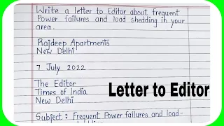 Letter to editor about frequent electricity load shedding | letter writing in English