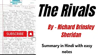 The Rivals | The Rivals Summary in Hindi | The Rivals Summary in English | The Rivals by Sheridan