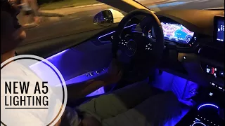 NEW 2018 Audi A5 Ambient Lighting and Exterior Lights - HOW TO SEPARATE THE AMBIENT LIGHT COLOR