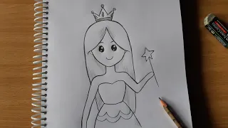 How to draw a cute princess magic girl  |  easy drawing for kids & Beginners ♡