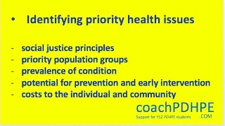 HSC PDHPE Core 1 - Identifying Priority Health Issues