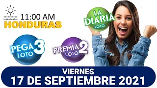 Sorteo 11 AM Resultado Loto Honduras, La Diaria, Pega 3, Premia 2, VIERNES 17 de septiembre 2021