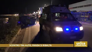 Scontro tra auto a Castione Andevenno, Panda si ribalta. Paura per una donna, finita in ospedale.