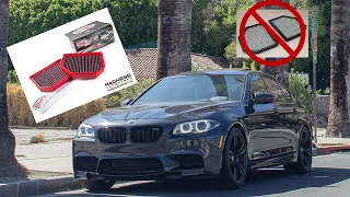 BMC INTAKE AIR FILTERS INSTALL & CHARCOAL FILTER DELETE IN MY F10 M5 !!! (POV FOOTAGE!!)