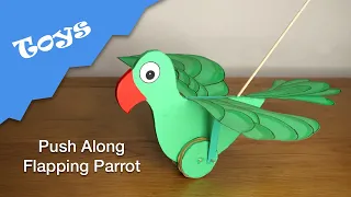 DIY - Let your kids enjoy with this push along toy parrot with flapping wings. made using cardboard